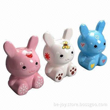 Coin Bank with Rabbit Shape and Logo, Available in Various Colors and Sizes, OEM Orders are Welcome